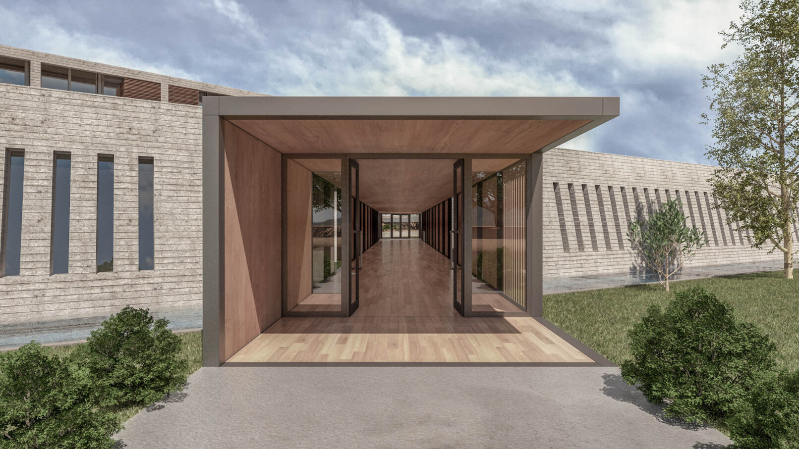 Pinthos Architects Pozar Baths Aridaia Resort and spa. Winter Hotel architecture entrance