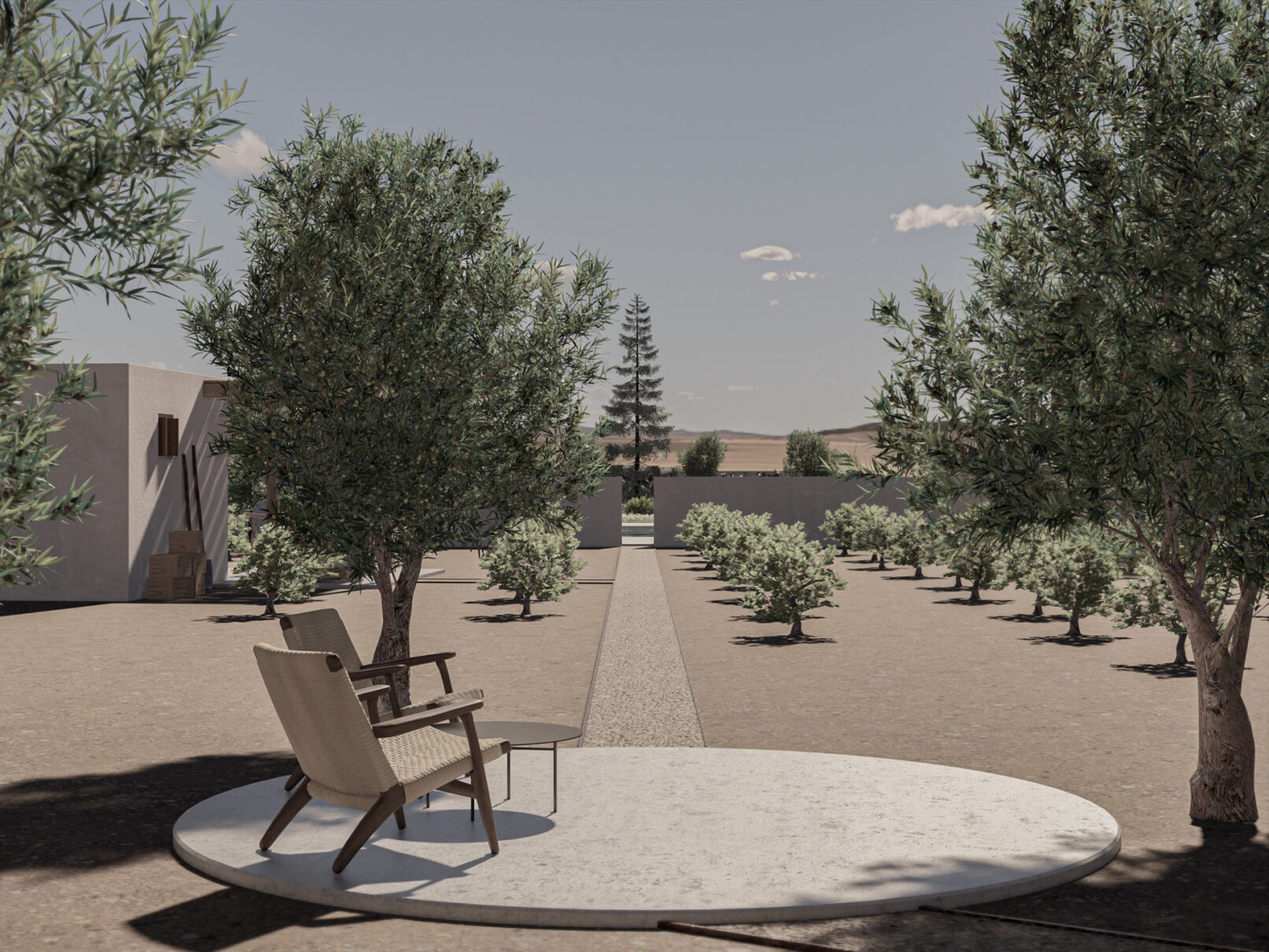 Pinthos Architects Paros vacation summer house - villa architecture. Cycladic island design in Aegean. Wineyard Lounge