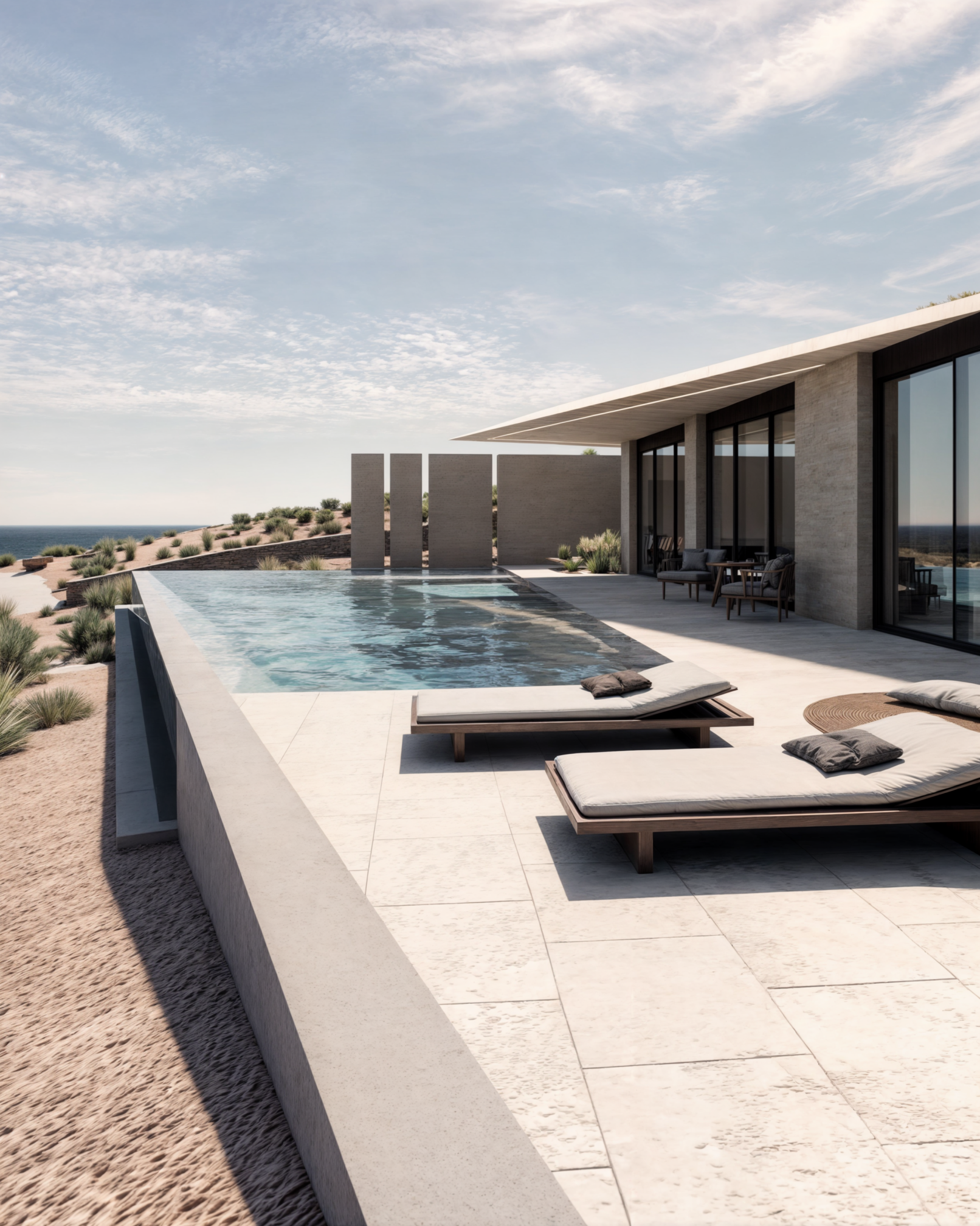 Discover "Green Villas" by PLINTHOS Architects: two semi-underground, sustainable villas on Elafonisos Island's west hillside, featuring green roofs, natural ventilation, and infinity pools that capture breathtaking sunset views. Experience innovative design harmoniously integrated with the island's natural beauty.